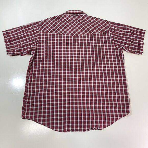 VTG Plains Men’s Western Pearl Snap Shirt Cotton Red Blue Checkered Size XL - Picture 7 of 7